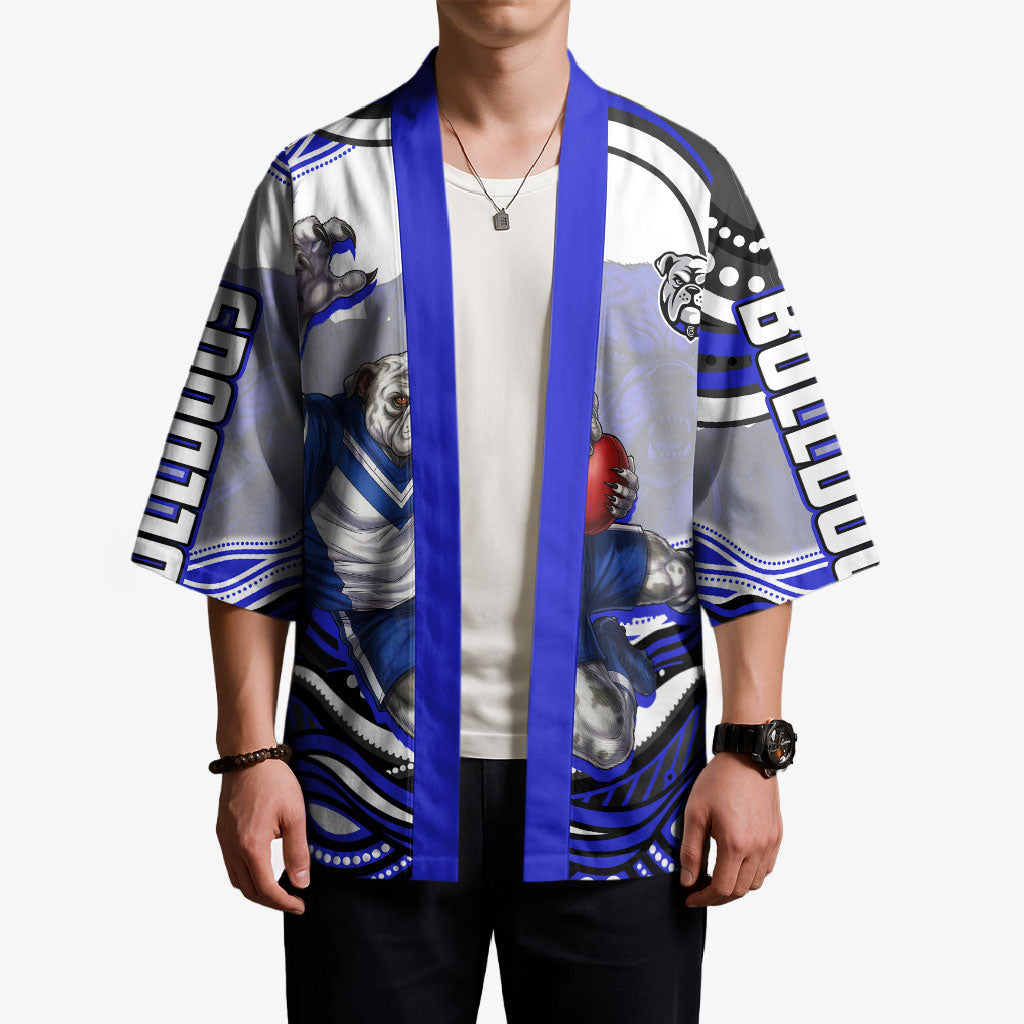 Personalized Canterbury Bankstown Bulldogs Kimono Aboriginal Dot Art - Dreamtime Rugby Mascot