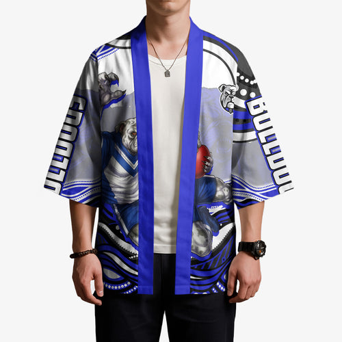 Personalized Canterbury Bankstown Bulldogs Kimono Aboriginal Dot Art - Dreamtime Rugby Mascot