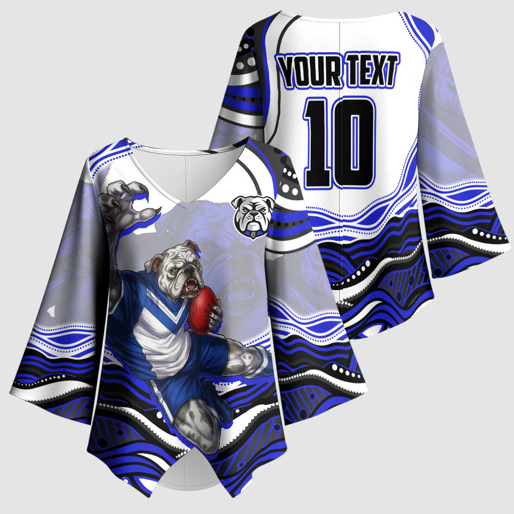 Personalized Canterbury Bankstown Bulldogs Kimono Sleeve Blouse Aboriginal Dot Art - Dreamtime Rugby Mascot