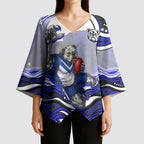 Personalized Canterbury Bankstown Bulldogs Kimono Sleeve Blouse Aboriginal Dot Art - Dreamtime Rugby Mascot