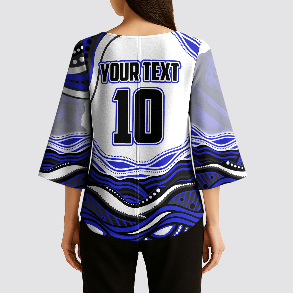 Personalized Canterbury Bankstown Bulldogs Kimono Sleeve Blouse Aboriginal Dot Art - Dreamtime Rugby Mascot