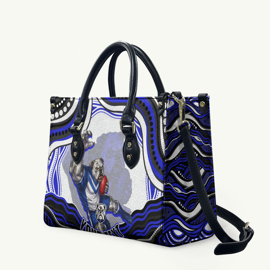 Personalized Canterbury Bankstown Bulldogs Leather Bag Aboriginal Dot Art - Dreamtime Rugby Mascot