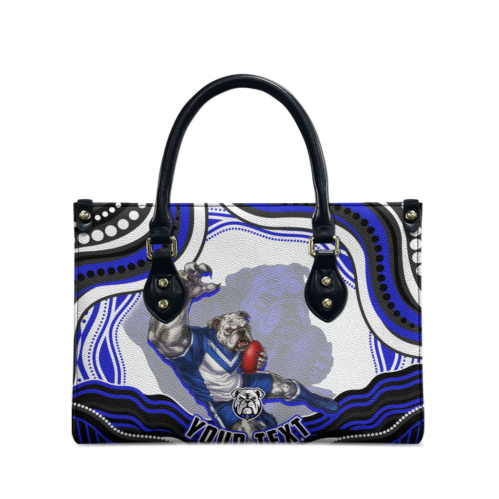 Personalized Canterbury Bankstown Bulldogs Leather Bag Aboriginal Dot Art - Dreamtime Rugby Mascot