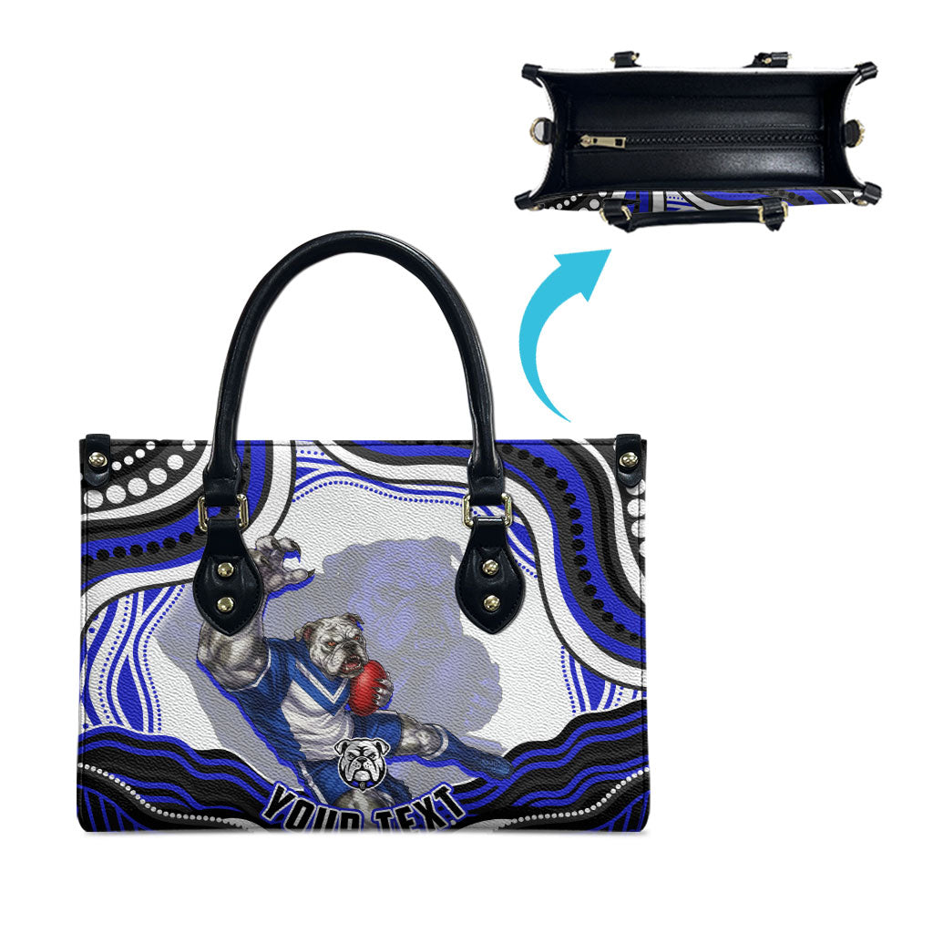 Personalized Canterbury Bankstown Bulldogs Leather Bag Aboriginal Dot Art - Dreamtime Rugby Mascot