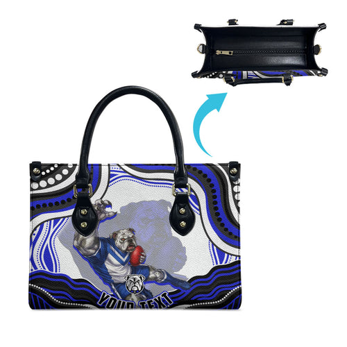 Personalized Canterbury Bankstown Bulldogs Leather Bag Aboriginal Dot Art - Dreamtime Rugby Mascot