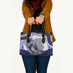Personalized Canterbury Bankstown Bulldogs Leather Bag Aboriginal Dot Art - Dreamtime Rugby Mascot