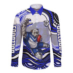 Personalized Canterbury Bankstown Bulldogs Long Sleeve Button Shirt Aboriginal Dot Art - Dreamtime Rugby Mascot