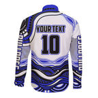 Personalized Canterbury Bankstown Bulldogs Long Sleeve Button Shirt Aboriginal Dot Art - Dreamtime Rugby Mascot