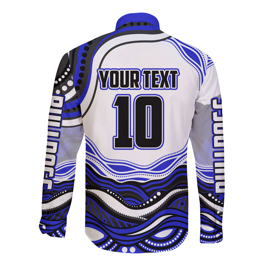 Personalized Canterbury Bankstown Bulldogs Long Sleeve Button Shirt Aboriginal Dot Art - Dreamtime Rugby Mascot