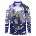 Personalized Canterbury Bankstown Bulldogs Long Sleeve Polo Shirt Aboriginal Dot Art - Dreamtime Rugby Mascot