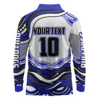 Personalized Canterbury Bankstown Bulldogs Long Sleeve Polo Shirt Aboriginal Dot Art - Dreamtime Rugby Mascot