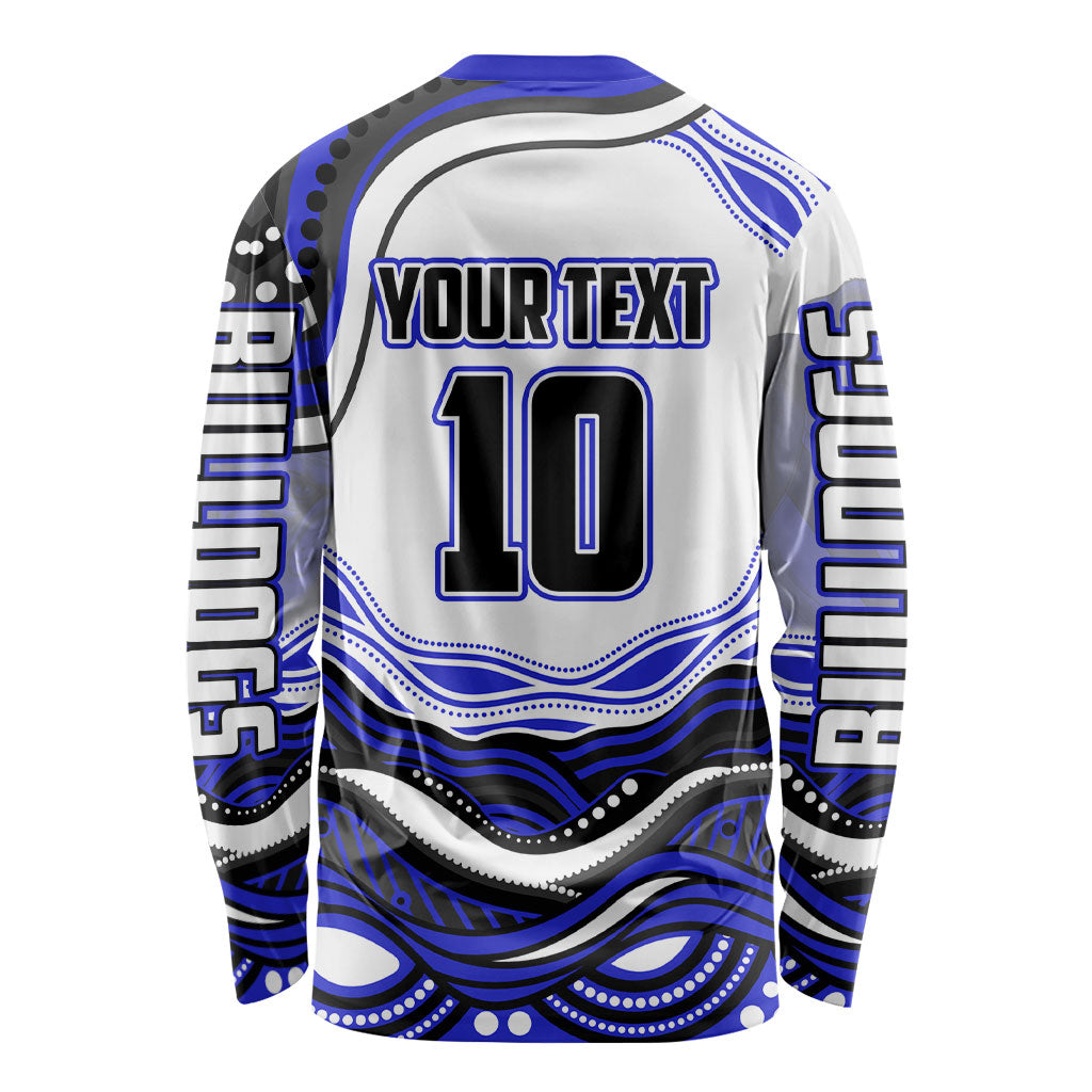 Personalized Canterbury Bankstown Bulldogs Long Sleeve Shirt Aboriginal Dot Art - Dreamtime Rugby Mascot