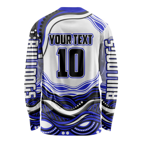 Personalized Canterbury Bankstown Bulldogs Long Sleeve Shirt Aboriginal Dot Art - Dreamtime Rugby Mascot