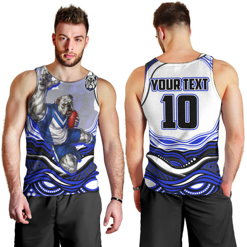 Personalized Canterbury Bankstown Bulldogs Men Tank Top Aboriginal Dot Art - Dreamtime Rugby Mascot