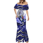 Personalized Canterbury Bankstown Bulldogs Mermaid Dress Aboriginal Dot Art - Dreamtime Rugby Mascot