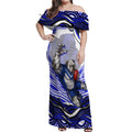Personalized Canterbury Bankstown Bulldogs Off Shoulder Maxi Dress Aboriginal Dot Art - Dreamtime Rugby Mascot