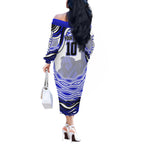 Personalized Canterbury Bankstown Bulldogs Off The Shoulder Long Sleeve Dress Aboriginal Dot Art - Dreamtime Rugby Mascot