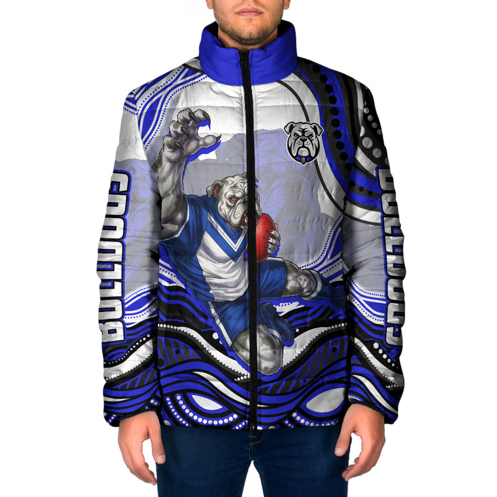 Personalized Canterbury Bankstown Bulldogs Padded Jacket Aboriginal Dot Art - Dreamtime Rugby Mascot