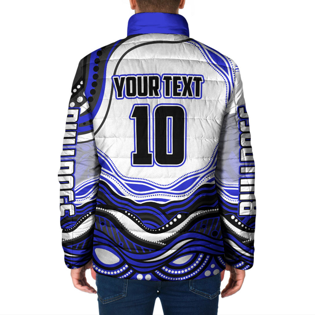Personalized Canterbury Bankstown Bulldogs Padded Jacket Aboriginal Dot Art - Dreamtime Rugby Mascot