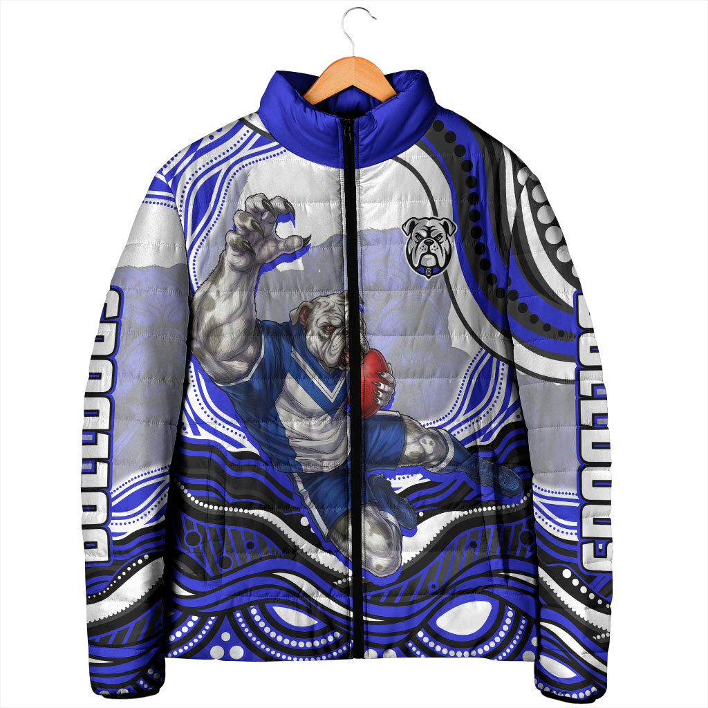 Personalized Canterbury Bankstown Bulldogs Padded Jacket Aboriginal Dot Art - Dreamtime Rugby Mascot