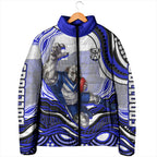 Personalized Canterbury Bankstown Bulldogs Padded Jacket Aboriginal Dot Art - Dreamtime Rugby Mascot