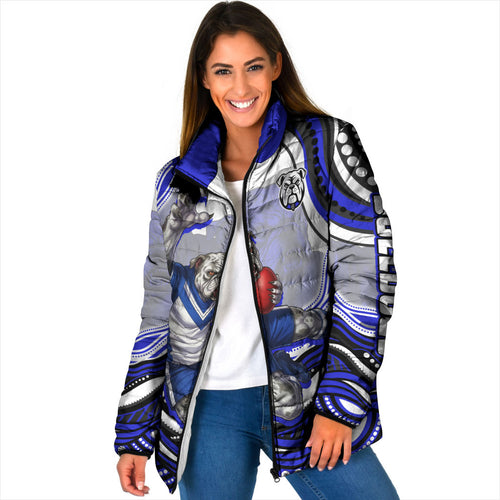Personalized Canterbury Bankstown Bulldogs Padded Jacket Aboriginal Dot Art - Dreamtime Rugby Mascot