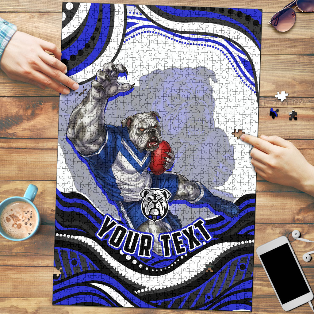 Personalized Canterbury Bankstown Bulldogs Puzzle Aboriginal Dot Art - Dreamtime Rugby Mascot