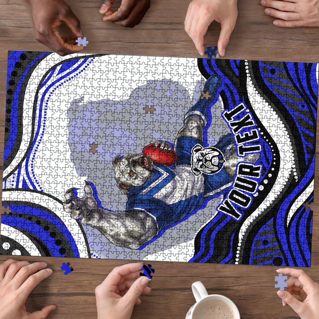 Personalized Canterbury Bankstown Bulldogs Puzzle Aboriginal Dot Art - Dreamtime Rugby Mascot
