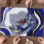 Personalized Canterbury Bankstown Bulldogs Puzzle Aboriginal Dot Art - Dreamtime Rugby Mascot