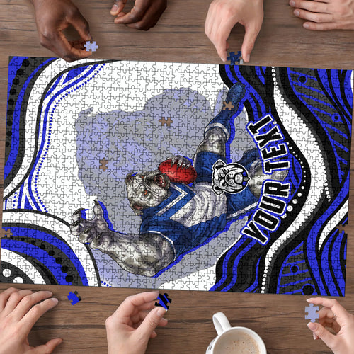 Personalized Canterbury Bankstown Bulldogs Puzzle Aboriginal Dot Art - Dreamtime Rugby Mascot