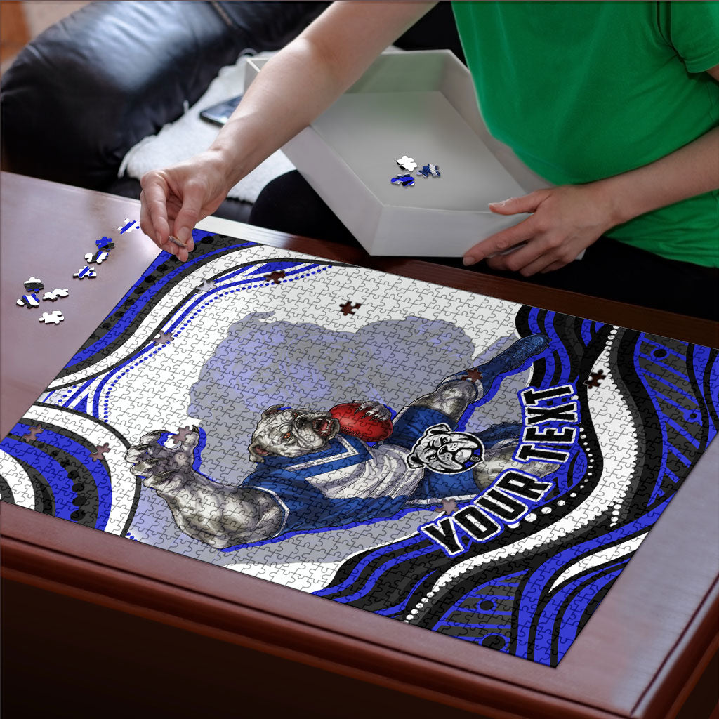 Personalized Canterbury Bankstown Bulldogs Puzzle Aboriginal Dot Art - Dreamtime Rugby Mascot