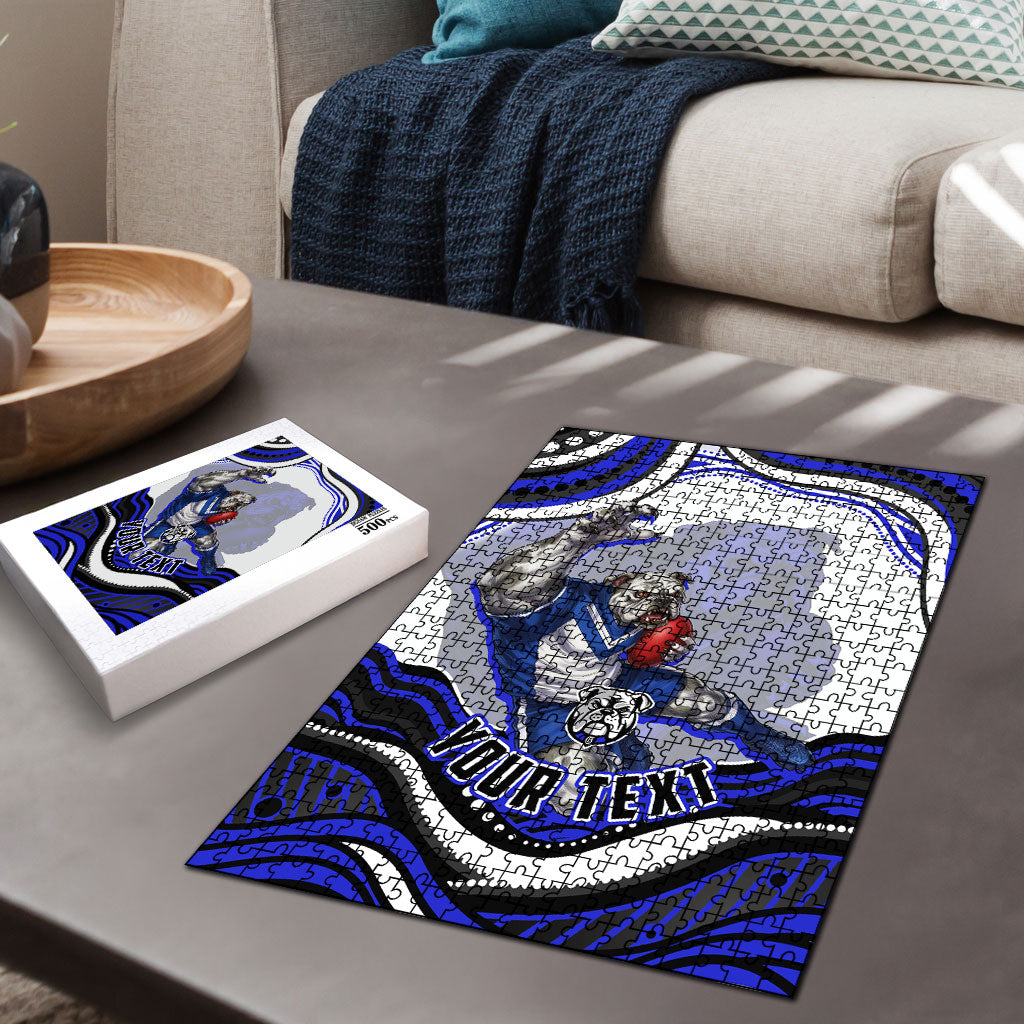 Personalized Canterbury Bankstown Bulldogs Puzzle Aboriginal Dot Art - Dreamtime Rugby Mascot