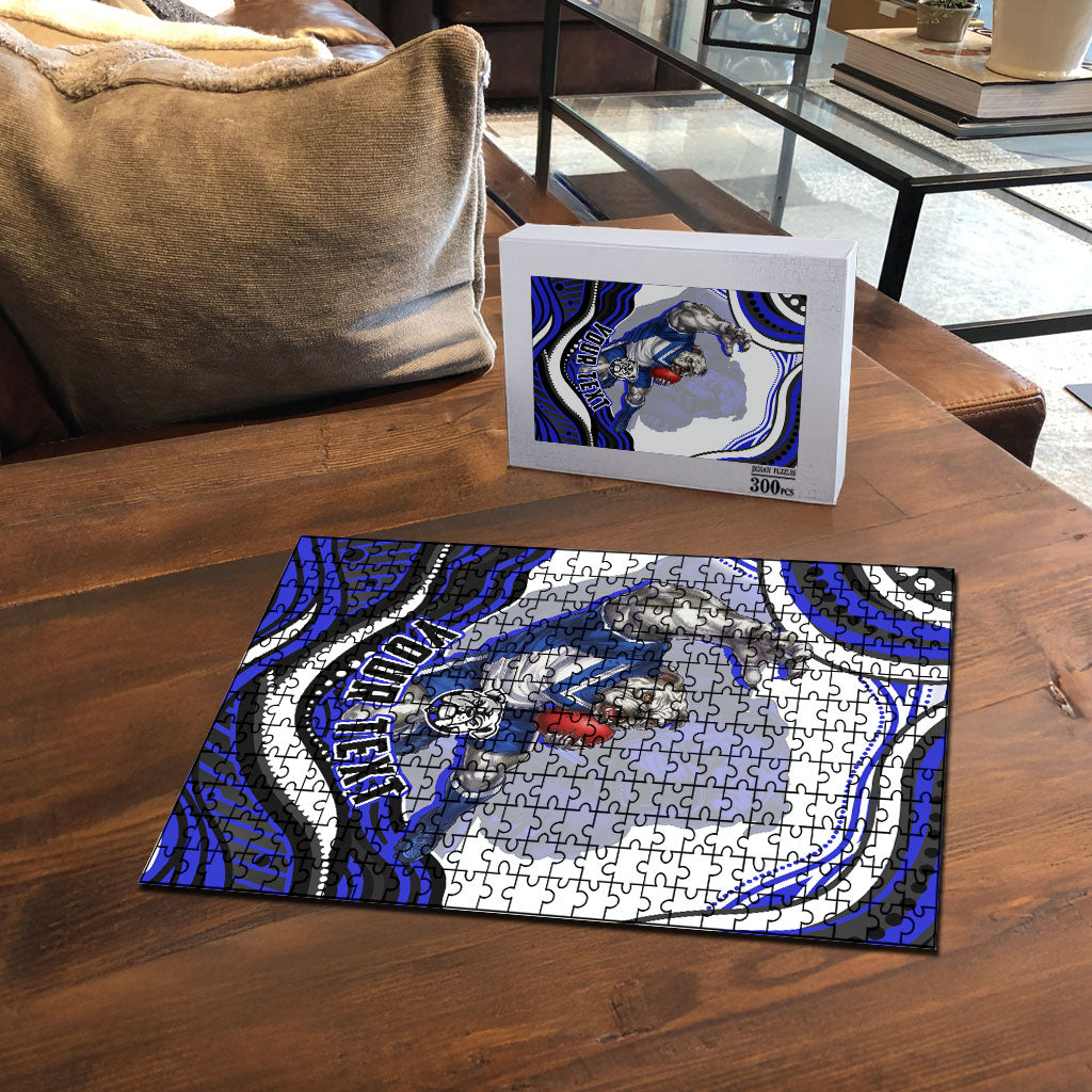 Personalized Canterbury Bankstown Bulldogs Puzzle Aboriginal Dot Art - Dreamtime Rugby Mascot