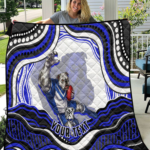 Personalized Canterbury Bankstown Bulldogs Quilt Aboriginal Dot Art - Dreamtime Rugby Mascot