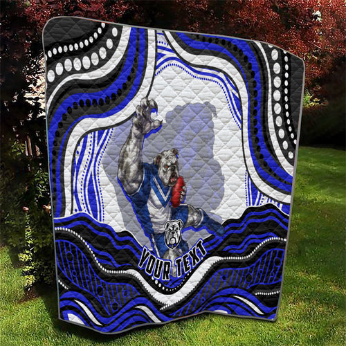 Personalized Canterbury Bankstown Bulldogs Quilt Aboriginal Dot Art - Dreamtime Rugby Mascot
