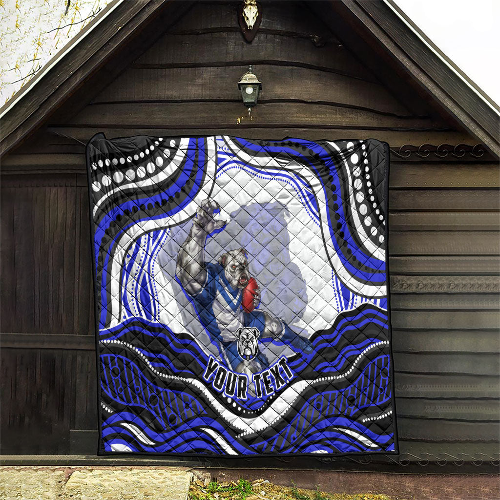 Personalized Canterbury Bankstown Bulldogs Quilt Aboriginal Dot Art - Dreamtime Rugby Mascot