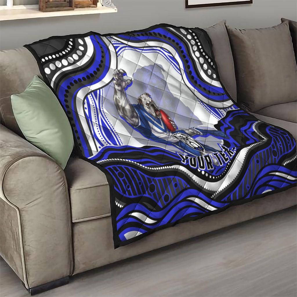 Personalized Canterbury Bankstown Bulldogs Quilt Aboriginal Dot Art - Dreamtime Rugby Mascot