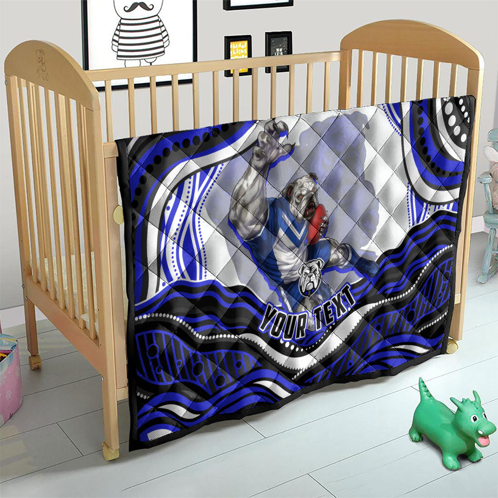Personalized Canterbury Bankstown Bulldogs Quilt Aboriginal Dot Art - Dreamtime Rugby Mascot