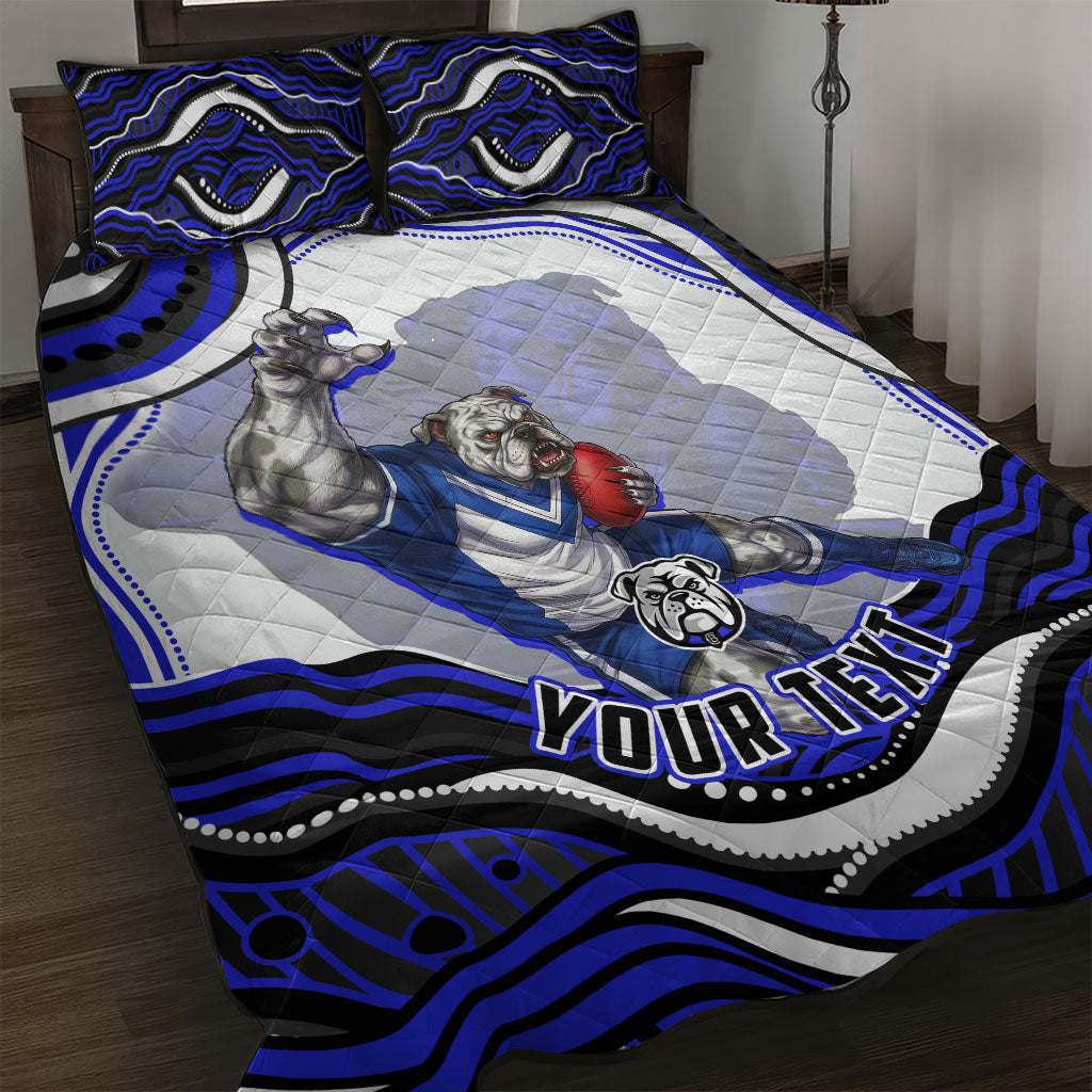 Personalized Canterbury Bankstown Bulldogs Quilt Bed Set Aboriginal Dot Art - Dreamtime Rugby Mascot