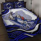 Personalized Canterbury Bankstown Bulldogs Quilt Bed Set Aboriginal Dot Art - Dreamtime Rugby Mascot