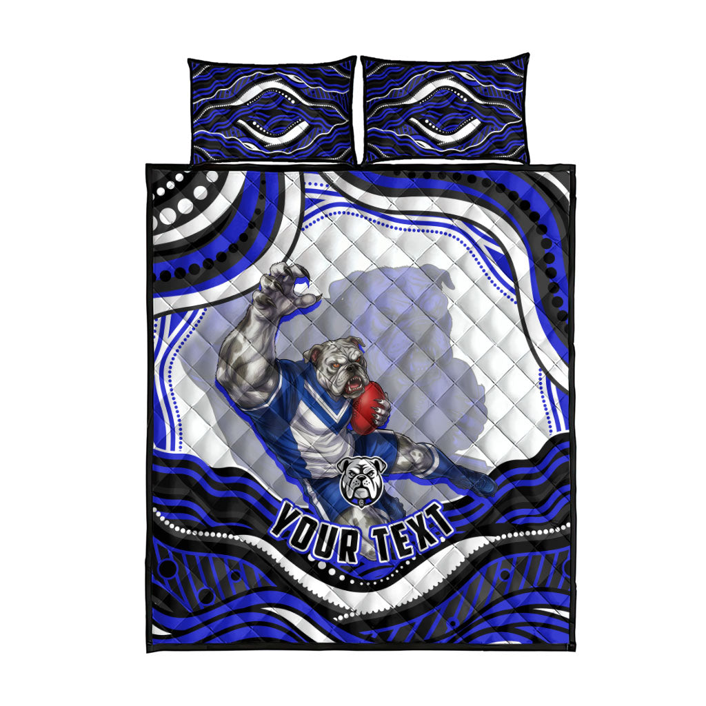 Personalized Canterbury Bankstown Bulldogs Quilt Bed Set Aboriginal Dot Art - Dreamtime Rugby Mascot