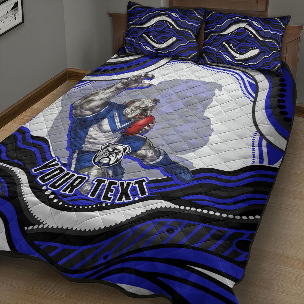 Personalized Canterbury Bankstown Bulldogs Quilt Bed Set Aboriginal Dot Art - Dreamtime Rugby Mascot