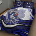 Personalized Canterbury Bankstown Bulldogs Quilt Bed Set Aboriginal Dot Art - Dreamtime Rugby Mascot