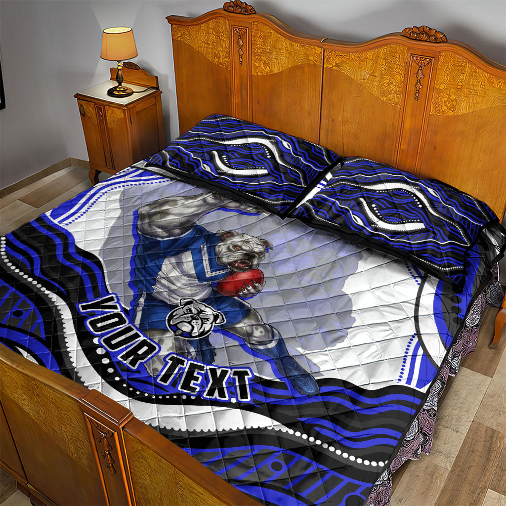 Personalized Canterbury Bankstown Bulldogs Quilt Bed Set Aboriginal Dot Art - Dreamtime Rugby Mascot
