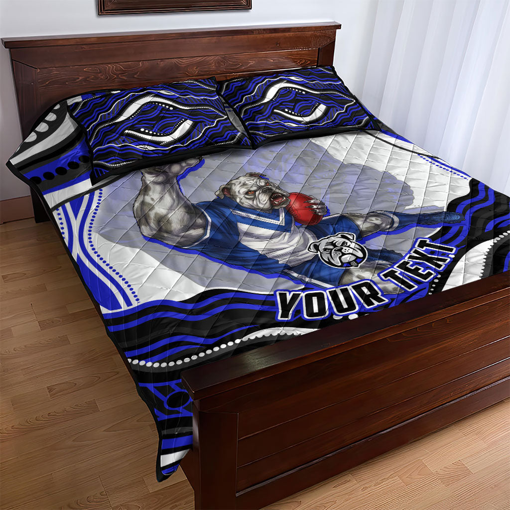 Personalized Canterbury Bankstown Bulldogs Quilt Bed Set Aboriginal Dot Art - Dreamtime Rugby Mascot
