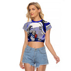 Personalized Canterbury Bankstown Bulldogs Raglan Cropped T Shirt Aboriginal Dot Art - Dreamtime Rugby Mascot