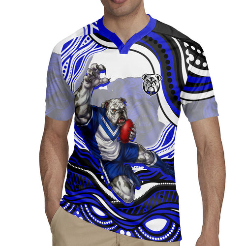 Personalized Canterbury Bankstown Bulldogs Rugby Jersey Aboriginal Dot Art - Dreamtime Rugby Mascot