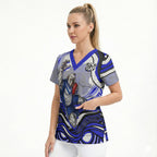Personalized Canterbury Bankstown Bulldogs Scrub Top Aboriginal Dot Art - Dreamtime Rugby Mascot