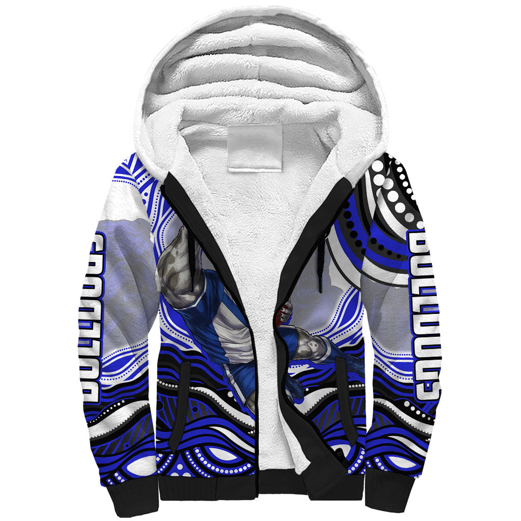 Personalized Canterbury Bankstown Bulldogs Sherpa Hoodie Aboriginal Dot Art - Dreamtime Rugby Mascot