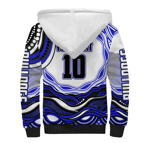 Personalized Canterbury Bankstown Bulldogs Sherpa Hoodie Aboriginal Dot Art - Dreamtime Rugby Mascot